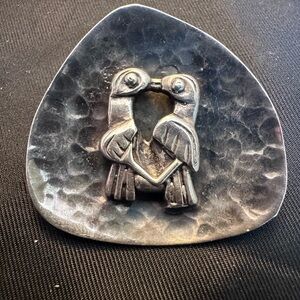 Vintage Graziella Laffi Peru Sterling Silver Lovebirds Brooch